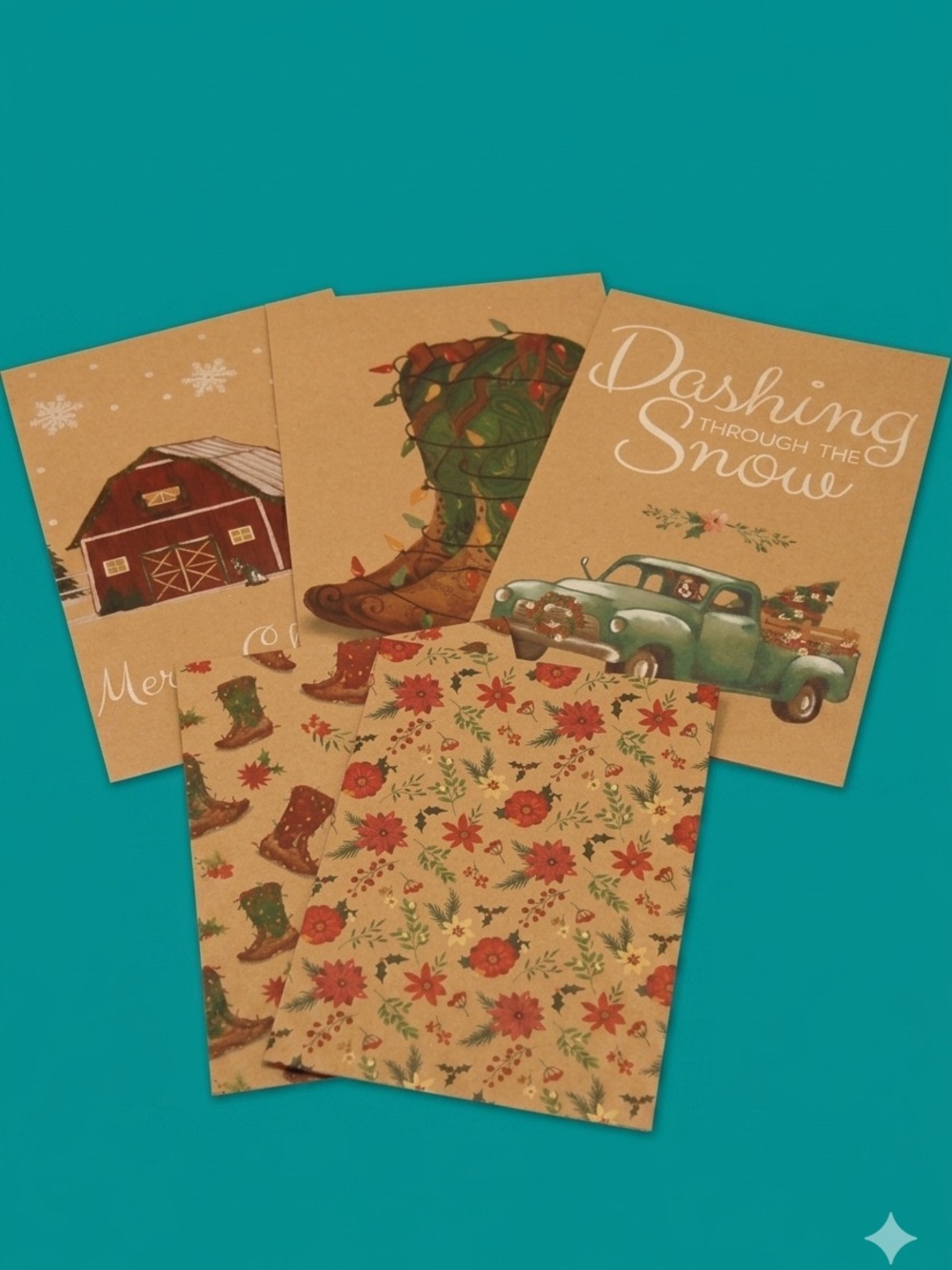 🩷 New Pioneer Woman (5) Christmas Barn Truck Folding Carton Paper Gift Boxes